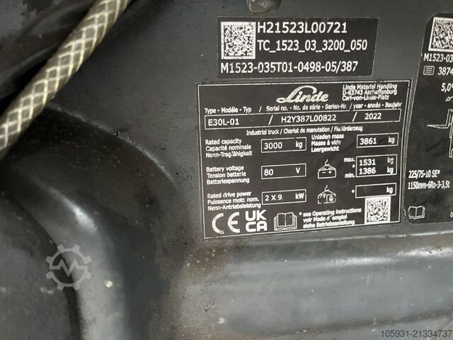 Elektryczny wózek widłowy 4-kołowy Linde E30L-01