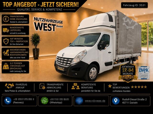 Transportador con plataforma y toldo RENAULT Master XXL Maxi Pritsche+Plane+Schlafkabine