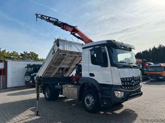 Xe ben ba chiều MERCEDES-BENZ 1835 Arocs 3Skipper MEILLER + PK14501 SLD5 Kran