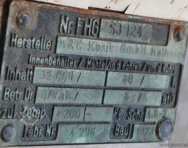 32 000-litrowy ogrzewany/chłodzony zbiornik ciśnieniowy z V4A A.C. KOSIK 9459