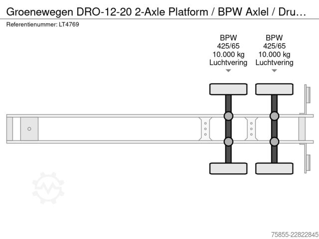 Platform römorku Groenewegen DRO-12-20 2-Axle Platform / BPW Axlel / Drumbra...