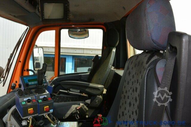 فلیټ بیډ ټرک Unimog U 400 4 x 4 Mulag Teleskopausleger + Zapfwelle