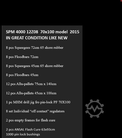Screen printing machine MHM SPM 4000 12Z08 70x100