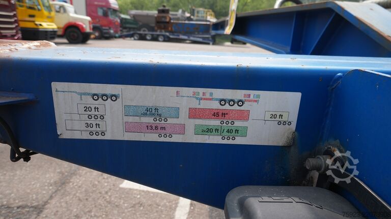 Container transportation Pacton 3 axle container chassis extendable trailer