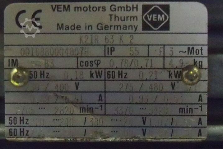 Elektromotor 0,18 kW 2820 U/min VEM K21R 63 K 2