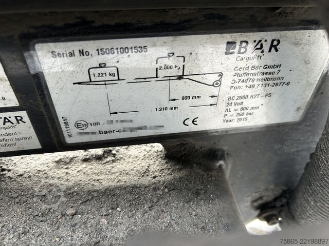 Takalaitanostin BAR BC 2000 R2T-P5 / Loadlift 2000 kg / Accu Batter...