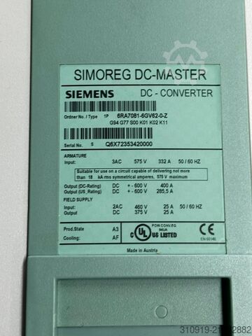  Siemens 6RA7081-6GV62-0-Z