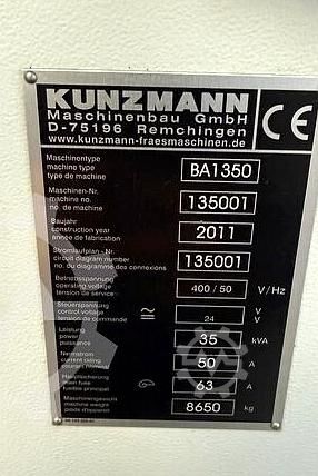 Vertical machining center KUNZMANN BA 1350