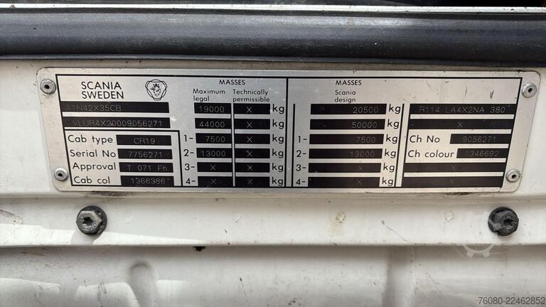 Standard tractor Scania 114 - 380 (MANUAL GEARBOX / BOITE MANUELLE)