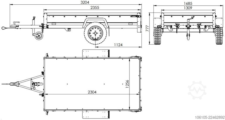 PKW-Anhänger Unitrailer Garden 230 KIPP ALU mit 80 cm Hochplane
