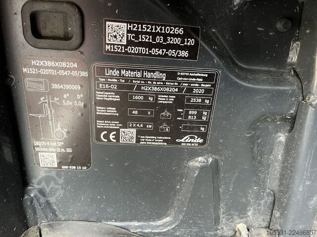 Carretilla eléctrica de 3 ruedas Linde E16-02