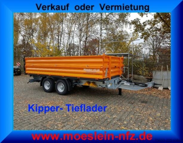 Kippanhänger Möslein TTD11- BA Orange  neuer Tandem 3- Seitenkipper Tiefladermit Bordwand- Aufsatz-- Neufahrzeug --