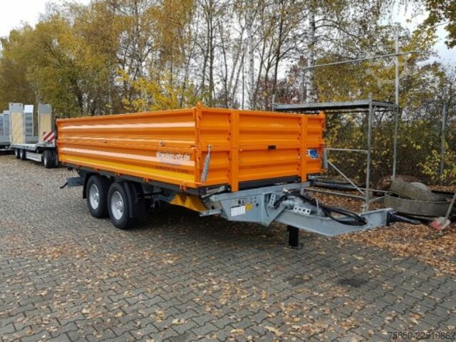 Kippanhänger Möslein TTD11- BA Orange  neuer Tandem 3- Seitenkipper Tiefladermit Bordwand- Aufsatz-- Neufahrzeug --