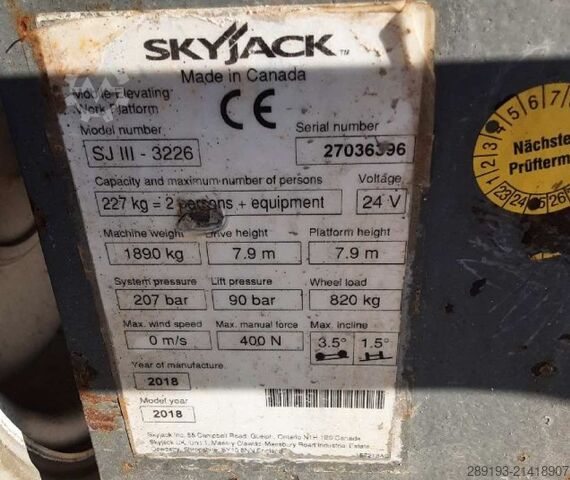 رافعة مقصية Skyjack SJ III 3226 Elektro 9,90m