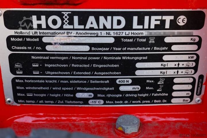 Šķēres lifts Holland Lift Ecostar HL-7810 Electric, 10m Working Height, 450k
