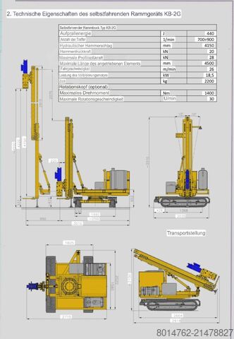 Perfuratriz de estacas / Martelo de estacas Bipromasz Kafar KB-2G