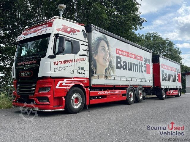 Камион со платформа и церада MAN TGX 26.510 6x2-4 LL Pritsche + Anhänger