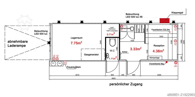 Værkstedskontainer  Werkstatt Büro Office Container 8m
