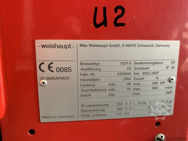 Plynový hořák G3-1E 630kW Weishaupt WM-G3/1-E Gasbrenner 630kw ZD