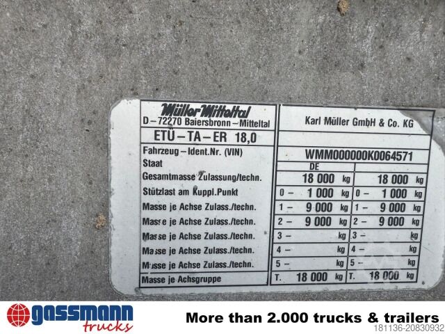 লোডার ট্রেলার Müller-Mitteltal Müller ETUE-TA- 18,0 to