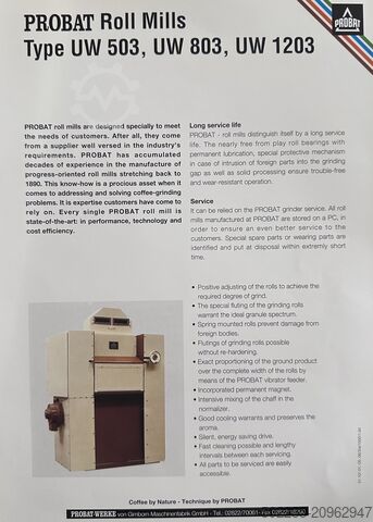 Industrijska mlinica za prženu kafu probat UW803