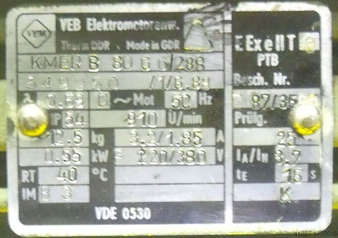 Motoreduktor 0,55 kW 15 obr/min VEM KMERB80G6/288