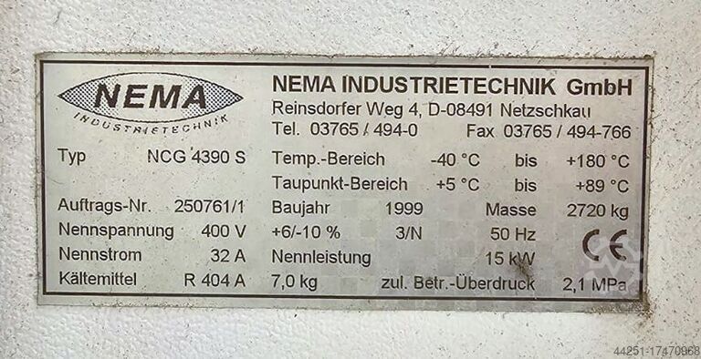 Temperature shock chamber Nema NCG 4390 S