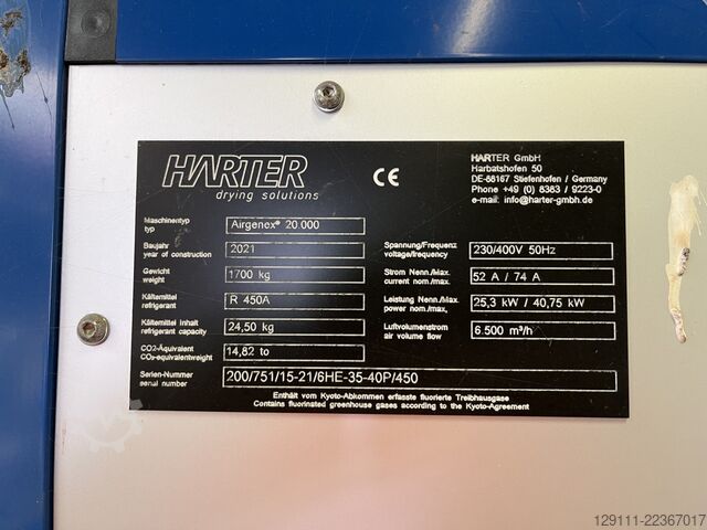 Hệ thống sấy khô Harter / Bannik Airgenex 20000 / TS 1800-5