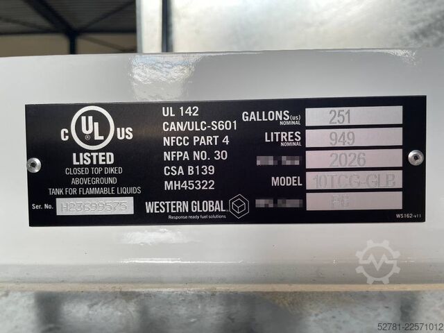 স্টোরেজ মানে Western Global - 10TCG - 1.000 Liter fuel Tank - DPX-31001