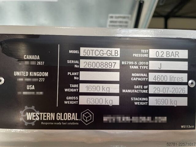 Tároló eszközök Western Global - 40TCG - 4.500 Liter fuel Tank - DPX-31004