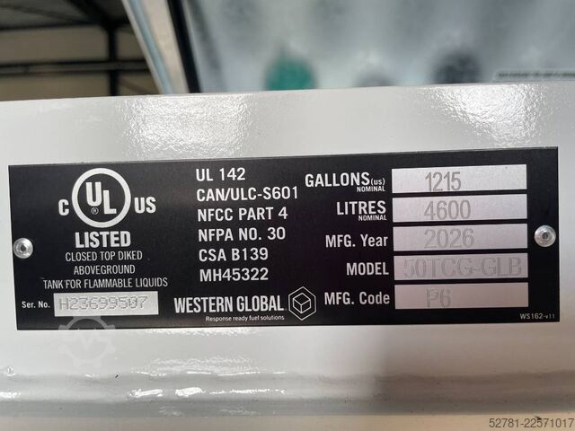 Tároló eszközök Western Global - 40TCG - 4.500 Liter fuel Tank - DPX-31004