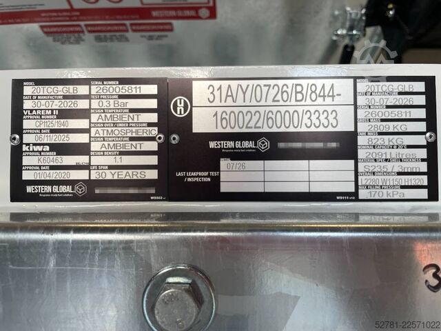 Tároló eszközök Western Global - 20TCG - 2.000 Liter fuel Tank - DPX-31002