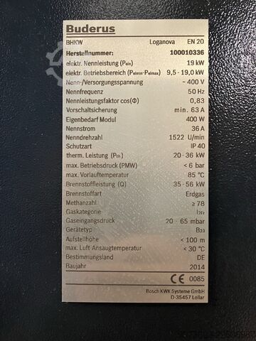 Buderus Loganova EN20 / kraftvärmeverk (CHP-anläggning) Buderus Loganova EN 20