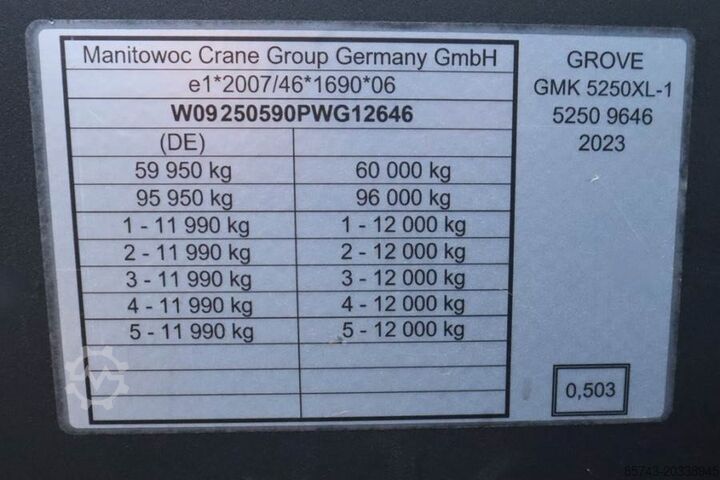 অল-টেরেইন ক্রেন Grove GMK5250XL-1 Available Immediately, Dutch Registrat