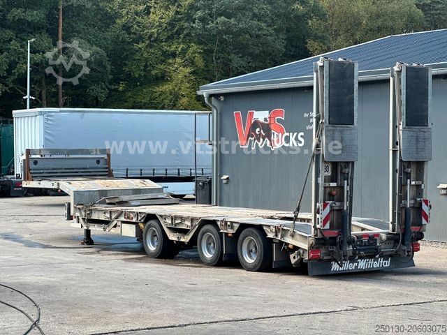 Semirremolque de plataforma baja MÜLLER-MITTELTAL TS 3 RM Radmulden Nachlauf-Lenkachse