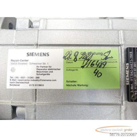 Siemens motor Siemens 1FT7042-5AK71-1NK5 SN:YFK8647297707001 ohne Geber -generalüberholt!-