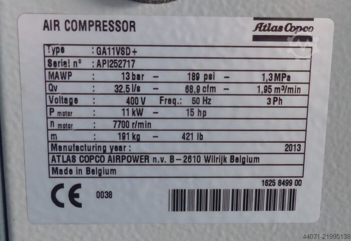 ضاغط لولبي GA11VSD+ Atlas Copco GA11VSD+