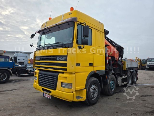 Automobilis ar plakanu platformu DAF 95XF / 8X4 / 35m Kran Palfinger PK90002 / WINCH