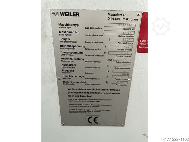 Zyklengesteuerte Drehmaschine Weiler E 120 x 3.000