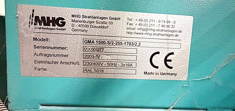 Mesin sandblasting kaca datar MHG GMA 1500-S/2-225-1703/2,2