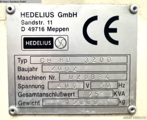 Bearbejdningscenter HEDELIUS - Vertikal CB 80 / 3200