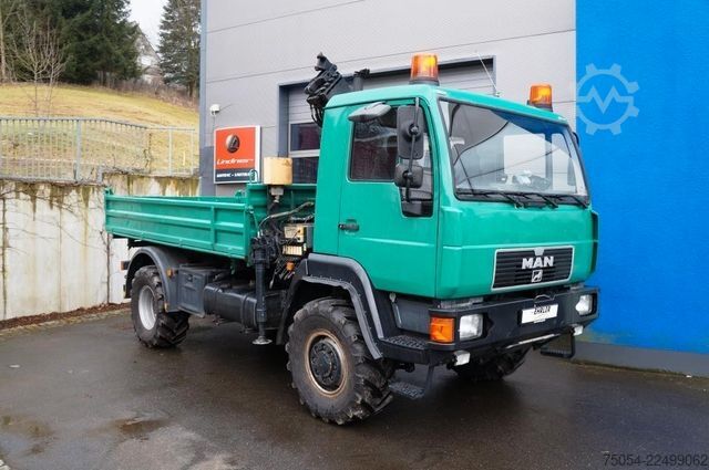 Camion basculante trilateral MAN Dreiseitenkipper MAN 7731 mit Kran