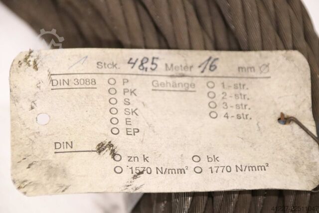 Cable de grúa Ø 16 mm, 48,5 m Stahl Drallarm