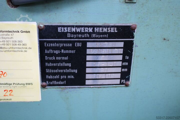 Excenterpress EBU Exzenterpresse SK75 U