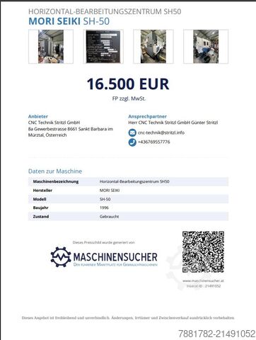 Horizontal machining center SH50 MORI SEIKI SH-50