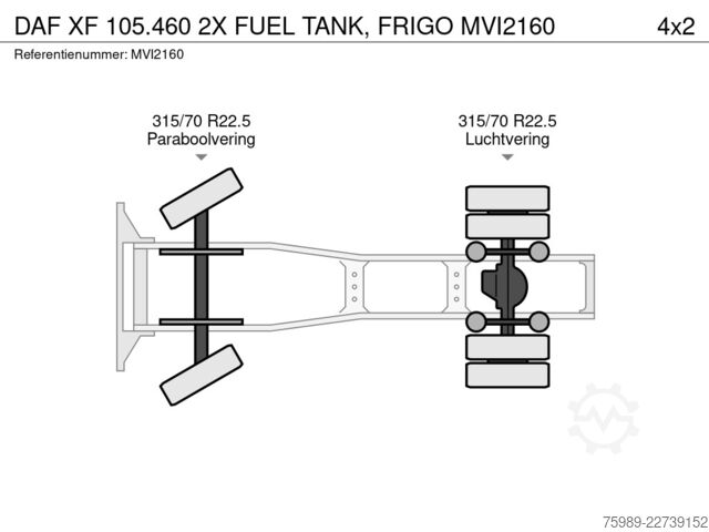 Standardni SZM DAF XF 105.460 2X FUEL TANK, FRIGO