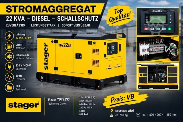 Stager YDY22S3|22 kVA|Diesel|Ljuddämpad Stager Yorking YDY22S3
