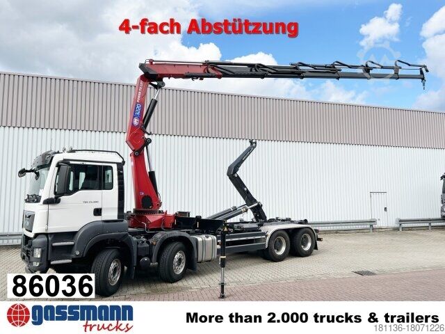 Camion scarrabile MAN TGS 35.480 8X4 BL, Intarder, Kran HMF 3220-K6,