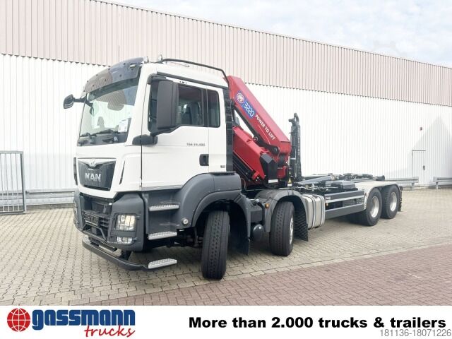 Camion scarrabile MAN TGS 35.480 8X4 BL, Intarder, Kran HMF 3220-K6,