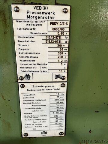 Shtypi eksentrik WMW PEDV10/II-S